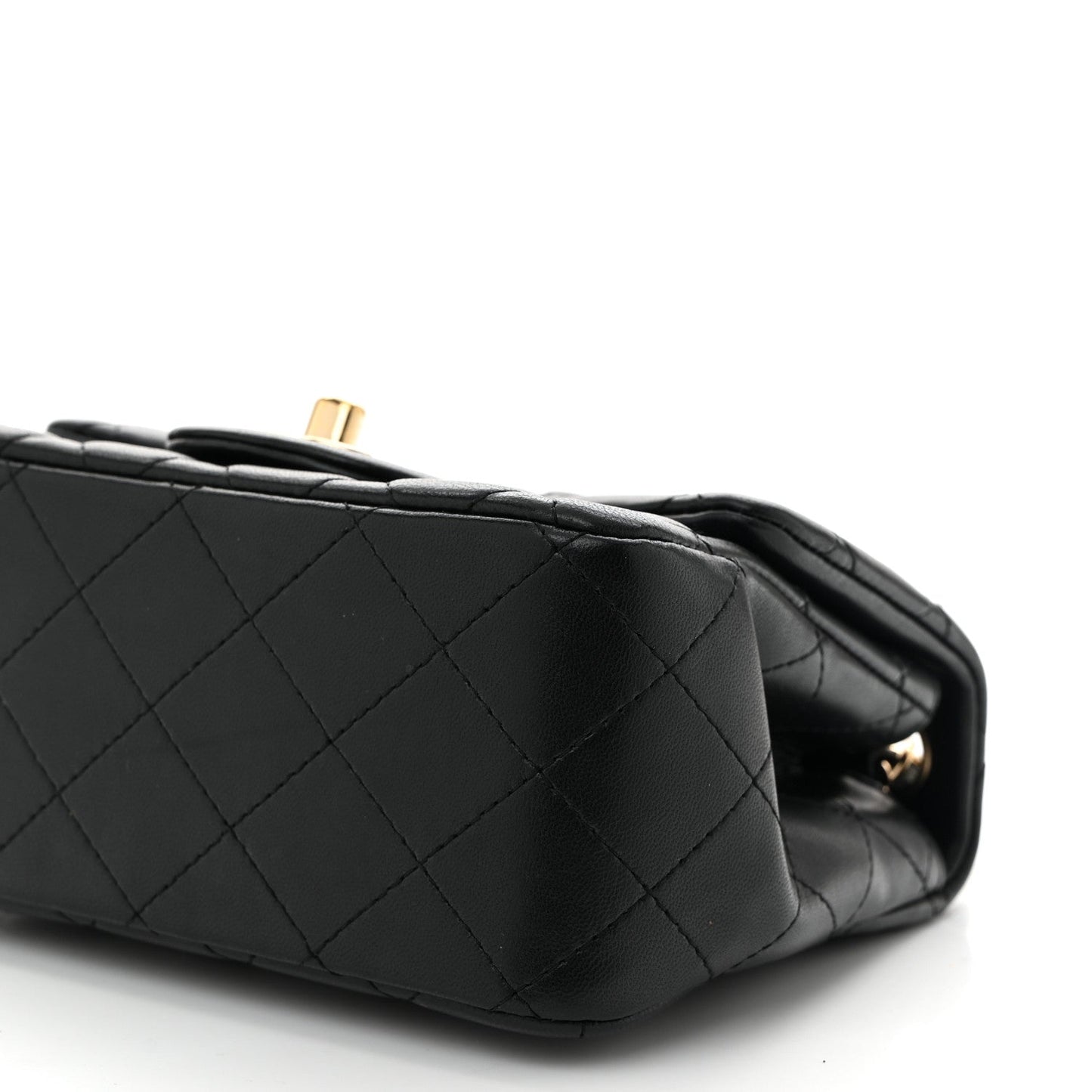 Lambskin Quilted Mini Square Flap Black