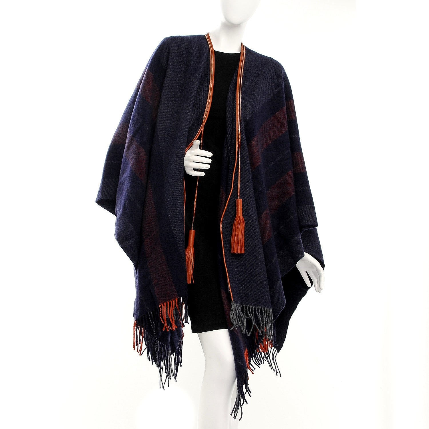 Hermes Merino Wool Cashmere Rocabar Poncho Gris 2 of 5