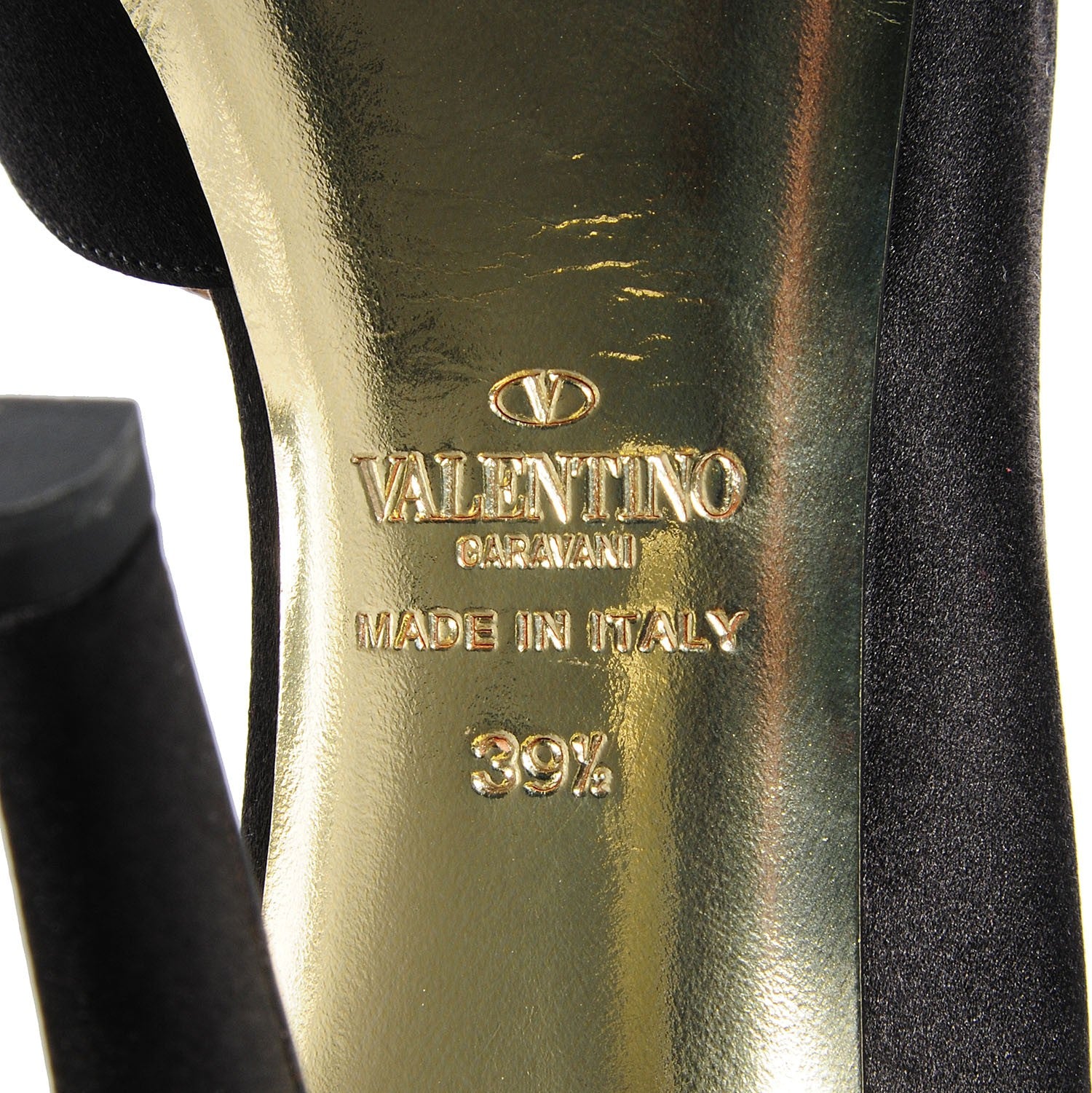 Valentino Garavani Satin Crystal Bow Peep Toe d'Orsay High Heel Pumps 39.5 Black 6 of 7