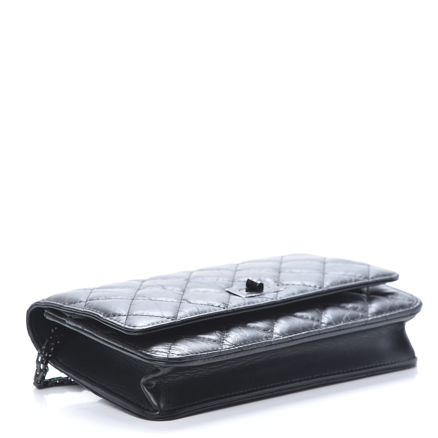 Chanel Aged Calfskin Quilted Reissue Wallet On Chain WOC So Black 3 of 11