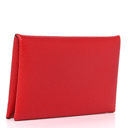 Hermes Epsom Calvi Card Case Rouge Casaque 3 of 9