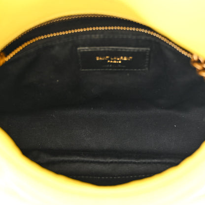 Saint Laurent Canvas Quilted Toy Loulou Puffer Monogram Chain Satchel Jaune Citron 5 of 10