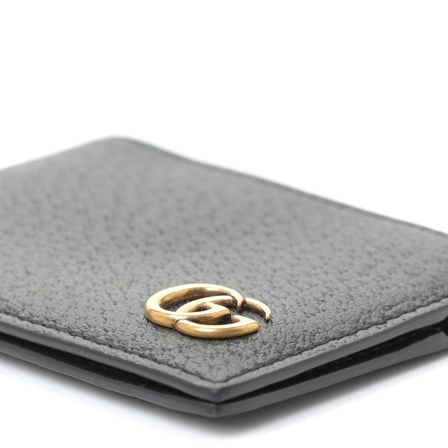 Gucci Calfskin Boar Effect GG Marmont Bi-Fold Wallet Black 5 of 10
