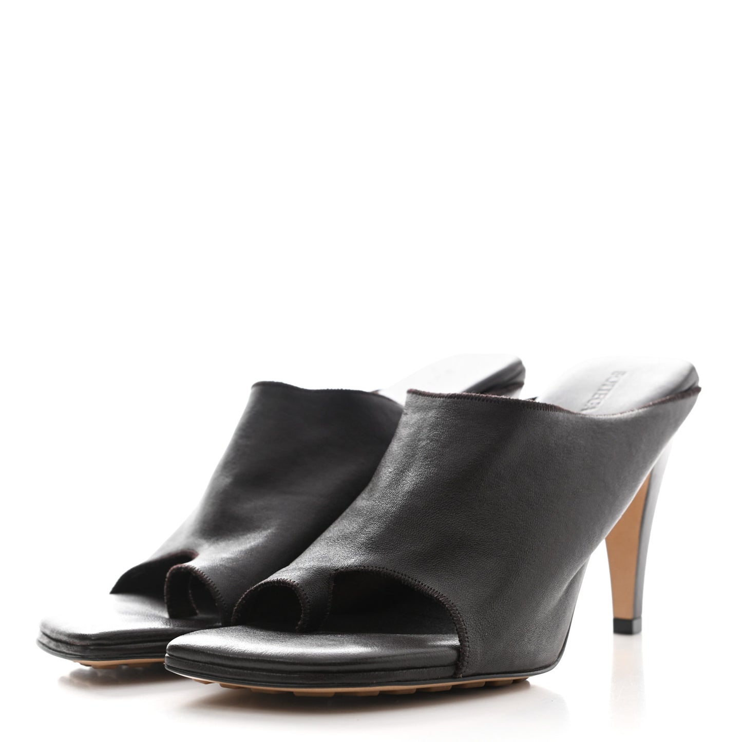 Nappa Square Toe Slip-On Mule Sandals 38 Brown
