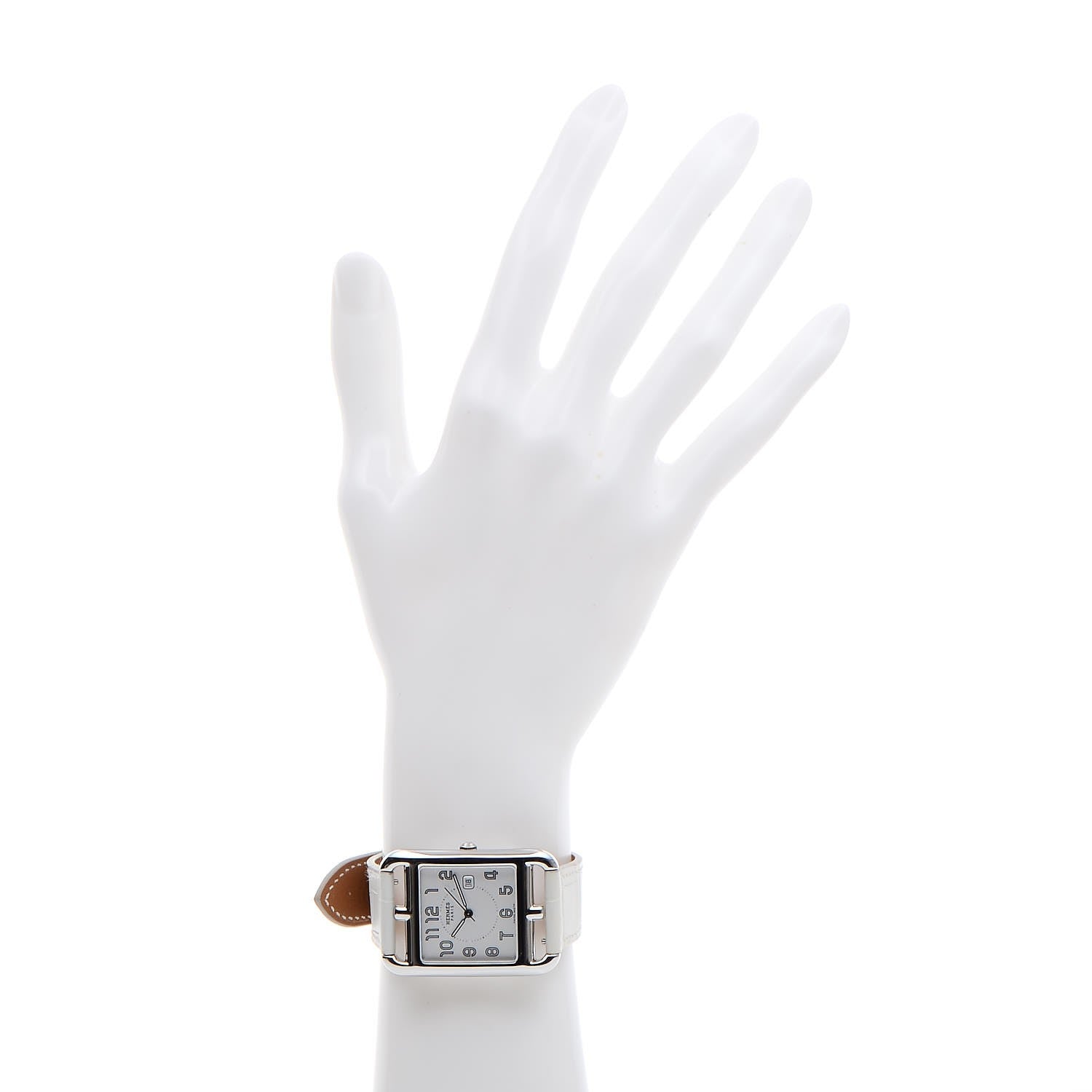 Hermes Stainless Steel Alligator 29mm Cape Cod Quartz Watch Blanc 2 of 8