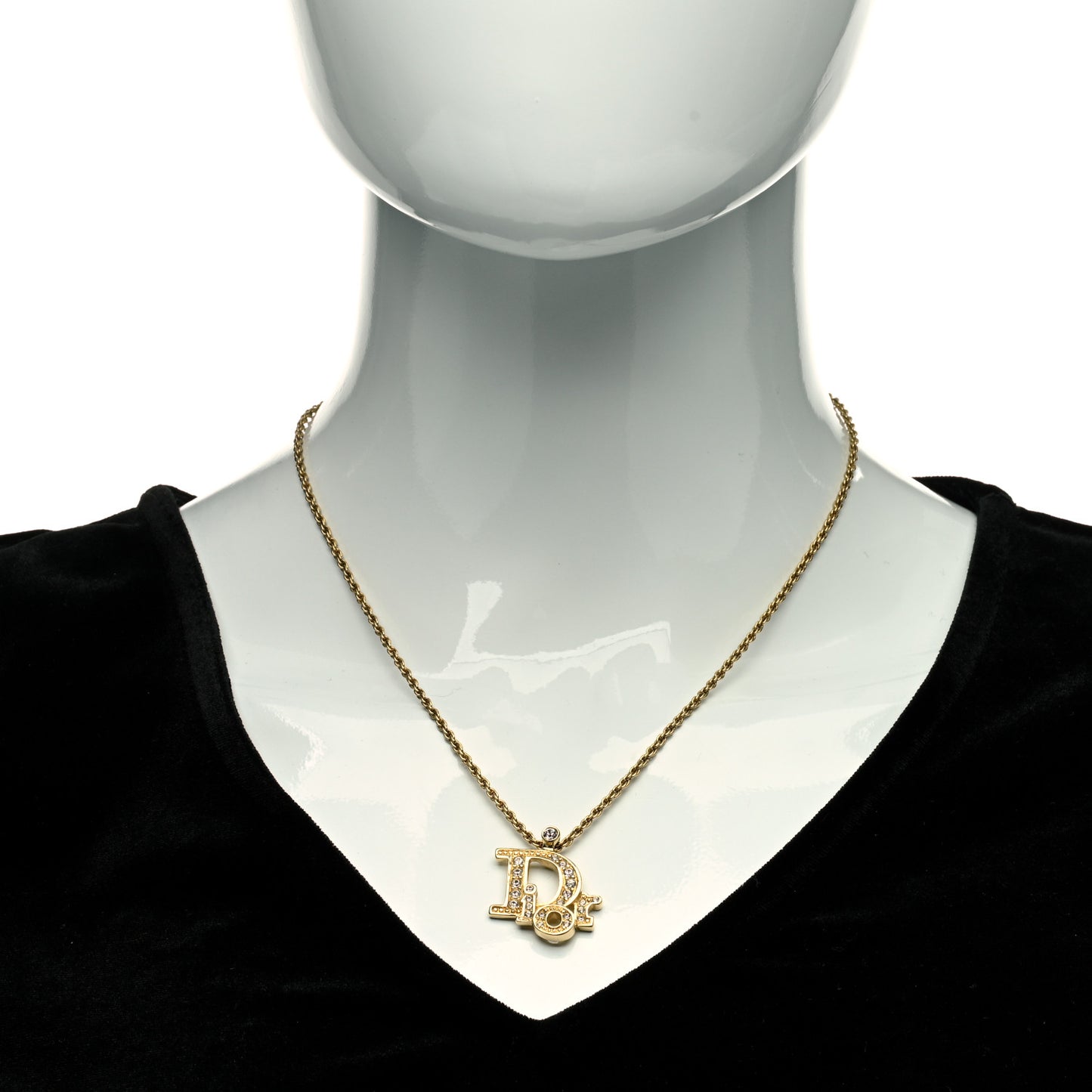 Crystal Logo Necklace Gold