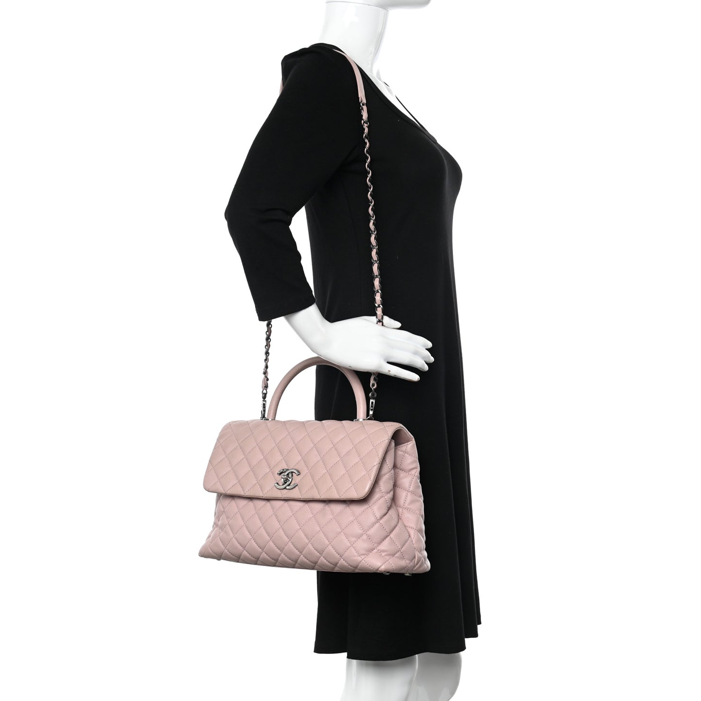 Caviar Quilted Medium Coco Handle Flap Light Pink