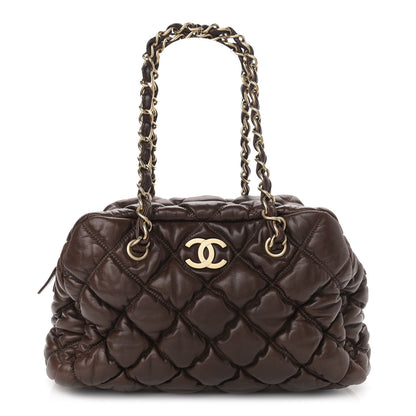 Chanel Calfskin Bubble Quilt Bowler Dark Brown 1 of 14