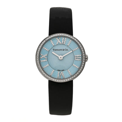 Tiffany Stainless Steel Calfskin Diamond Bezel 24mm Atlas 2-Hand Quartz Watch Tiffany Blue 1 of 5
