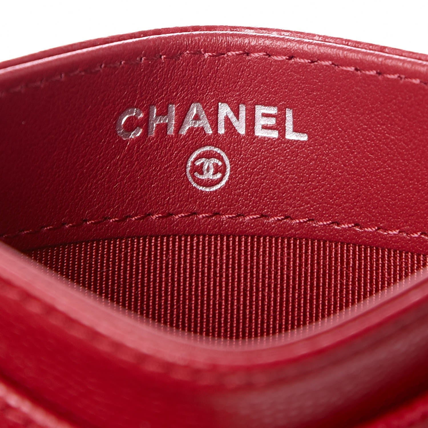 Chanel Caviar Quilted Card Holder Dark Pink 6 of 9