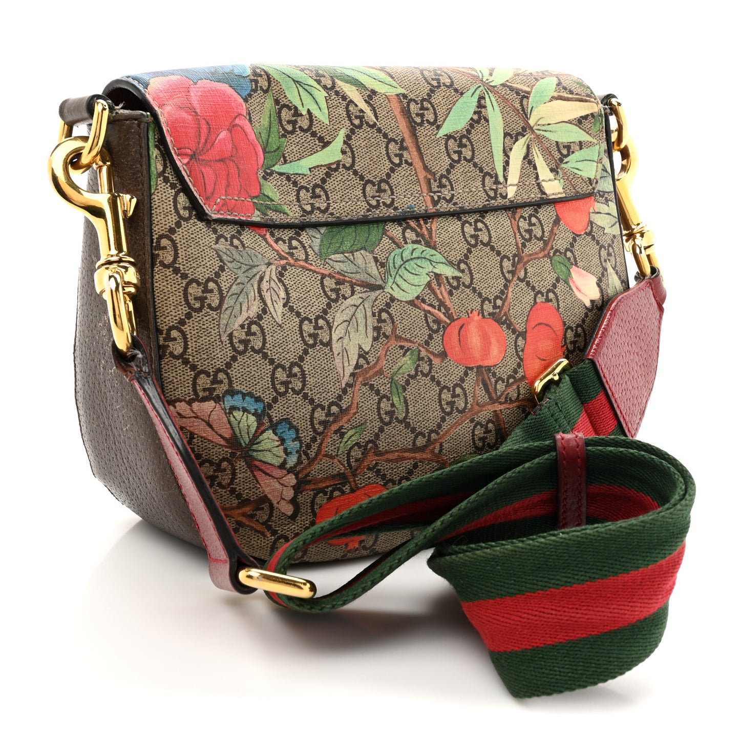 GG Supreme Monogram Tian Web Medium Padlock Messenger Shoulder Bag Beige Multicolor New Acero