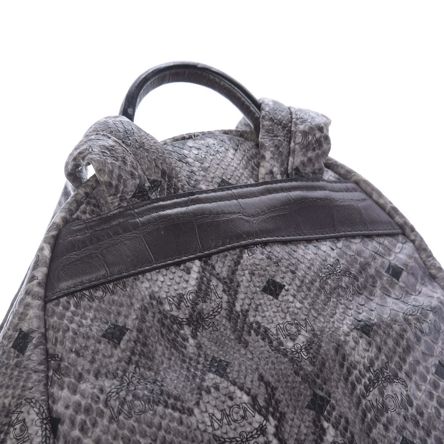 Visetos Snakeskin Printed Studded Small Stark Backpack Light Grey