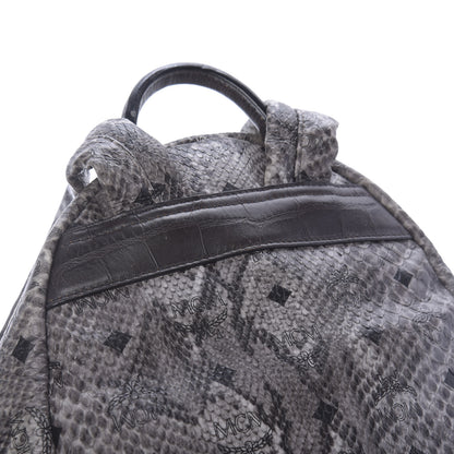 MCM Visetos Snakeskin Printed Studded Small Stark Backpack Light Grey 11 of 14