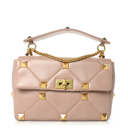 Valentino Garavani Nappa Large Roman Stud Shoulder Bag Rose Cannelle 1 of 8