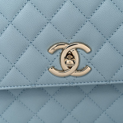 Chanel Caviar Quilted Small Coco Handle Flap Light Blue 13 of 14