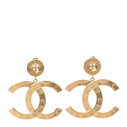 Chanel Metal Large Paris Button Earrings Gold 1 of 7