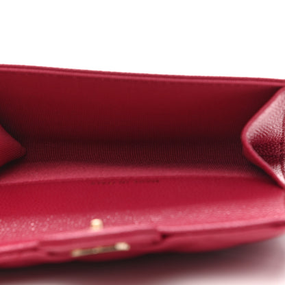 Chanel Caviar Quilted Flap Card Holder Wallet Dark Pink 5 of 9