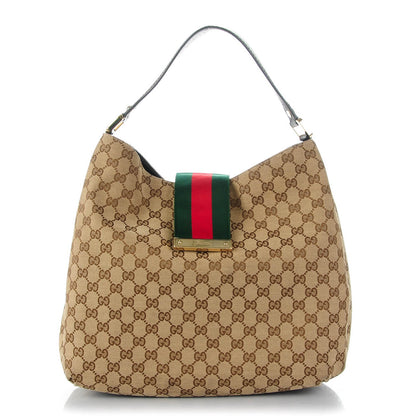 Gucci Monogram Large New Ladies Web Hobo Dark Brown 1 of 7