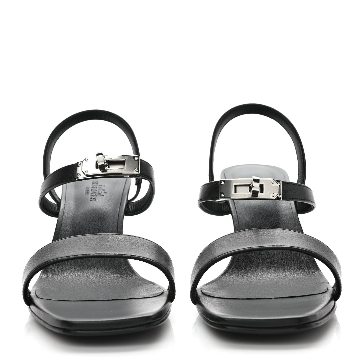 Hermes Calfskin Glamour 75 Sandals 39 Black 2 of 9