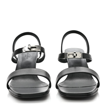 Hermes Calfskin Glamour 75 Sandals 39 Black 2 of 9