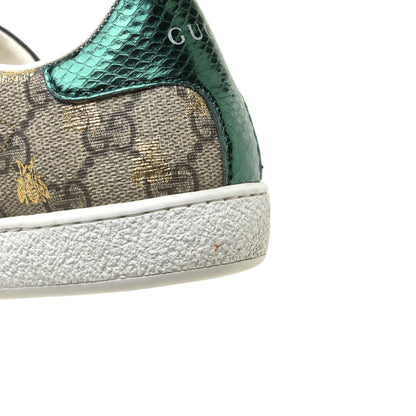 Gucci GG Supreme Monogram Bees Ayers Web Womens Ace Sneakers 36 Beige Oro Green Red 8 of 10