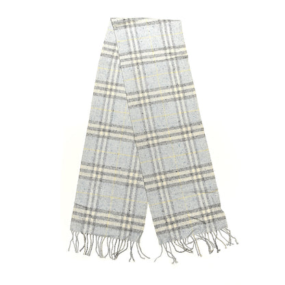 Burberry Cashmere Cotton Vintage Check Fringe Scarf Grey 3 of 4