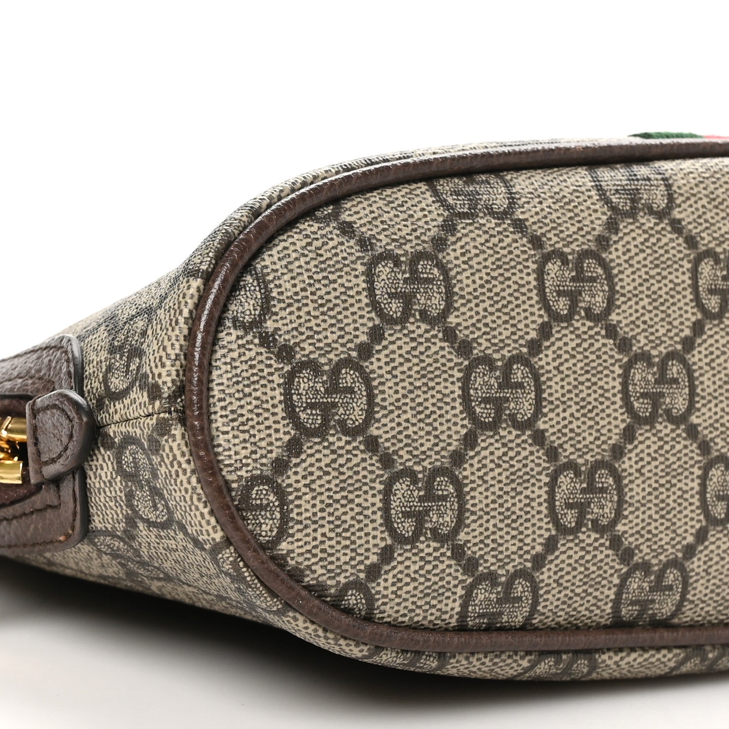 GG Supreme Monogram Textured Calfskin Web Large Ophidia Cosmetic Case Beige Ebony New Acero