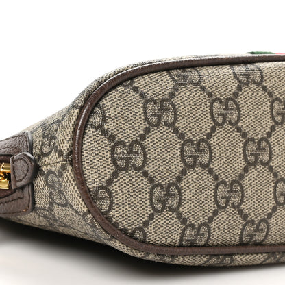 Gucci GG Supreme Monogram Textured Calfskin Web Large Ophidia Cosmetic Case Beige Ebony New Acero 9 of 11