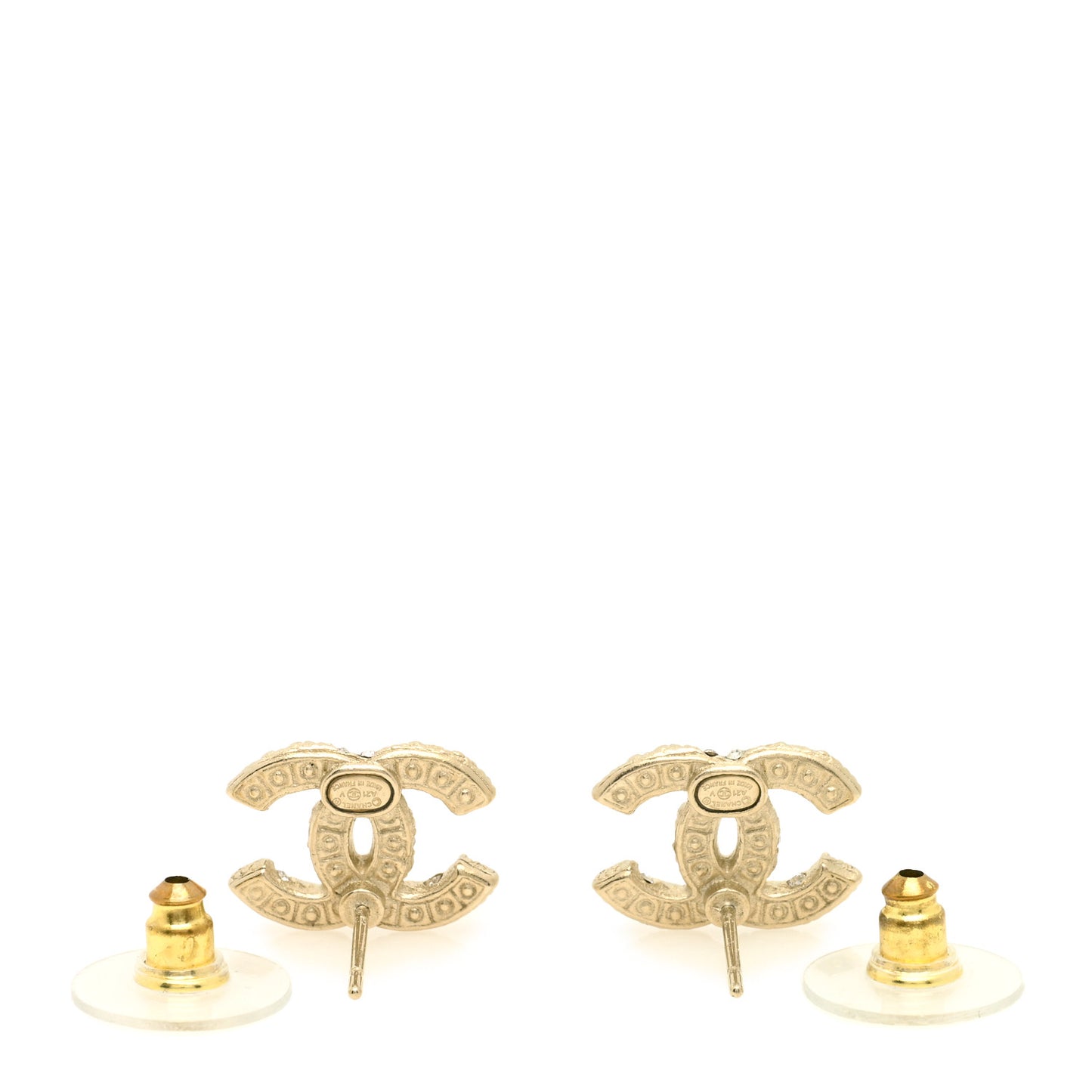 Pearl Crystal CC Earrings Light Gold