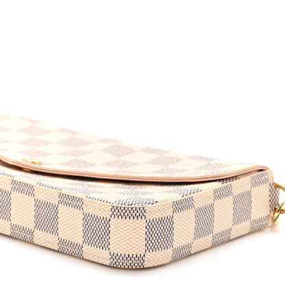 Louis Vuitton Damier Azur Pochette Felicie Chain Wallet Rose Ballerine 10 of 10