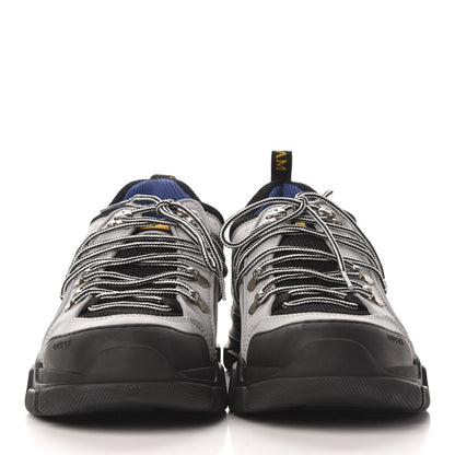 Gucci X SEGA Mesh Technical Canvas Calfskin Reflective Mens Flashtrek Sneakers 10.5 Silver Black 2 of 8