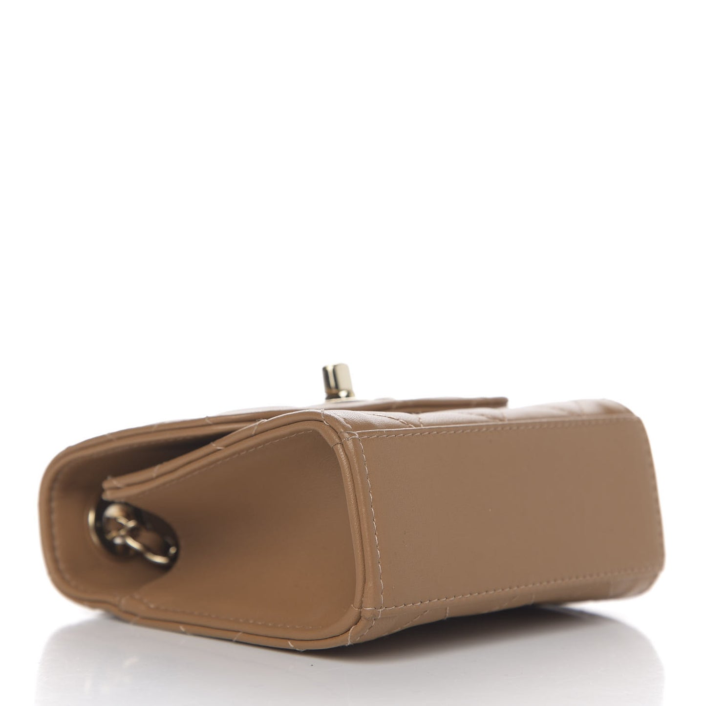 Lambskin Quilted Mini Trendy CC Chain Wallet Light Brown
