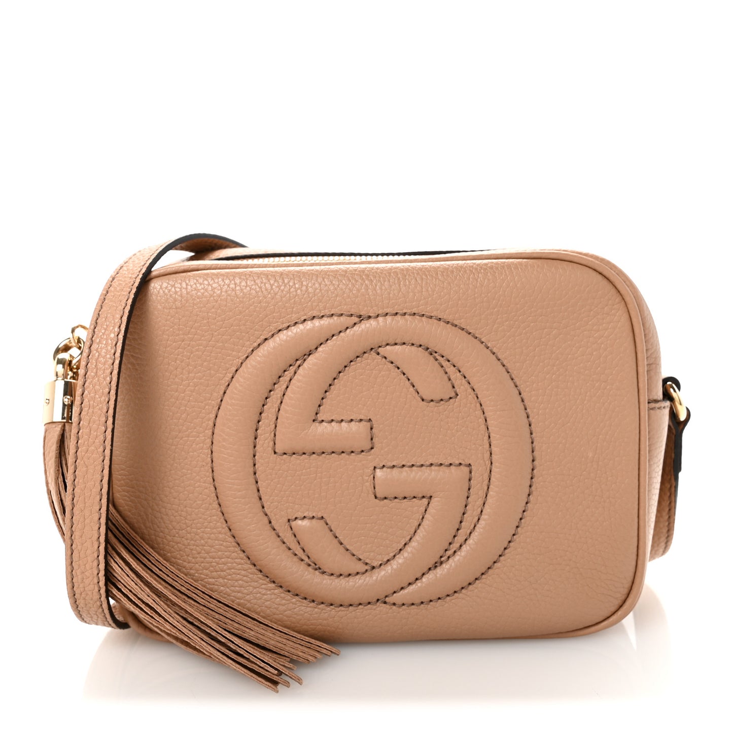 Pebbled Calfskin Small Soho Disco Bag Rose Beige