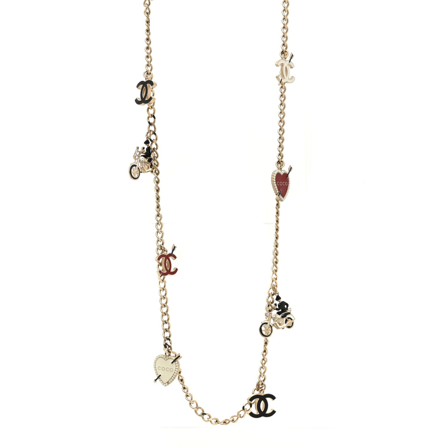 Chanel Enamel Charm CC Long Necklace Gold 1 of 4