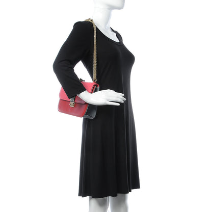 Valentino Garavani Vitello Medium Glam Lock Rockstud Flap Deep Rose Scarlet Grey Green 2 of 11