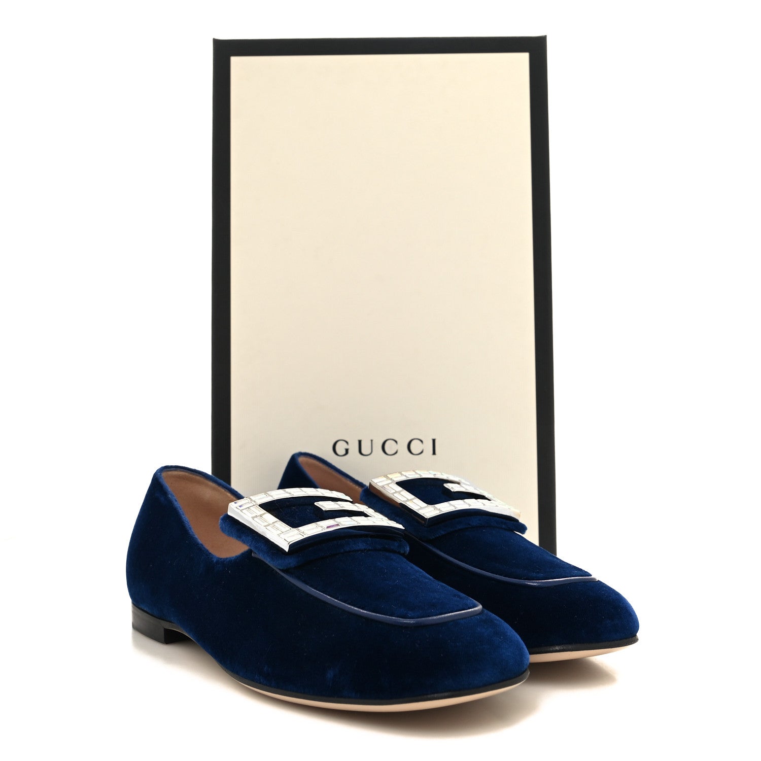 Gucci Velvet Crystal Square G Madelyn Loafers 36 Cobalt Blue 10 of 10