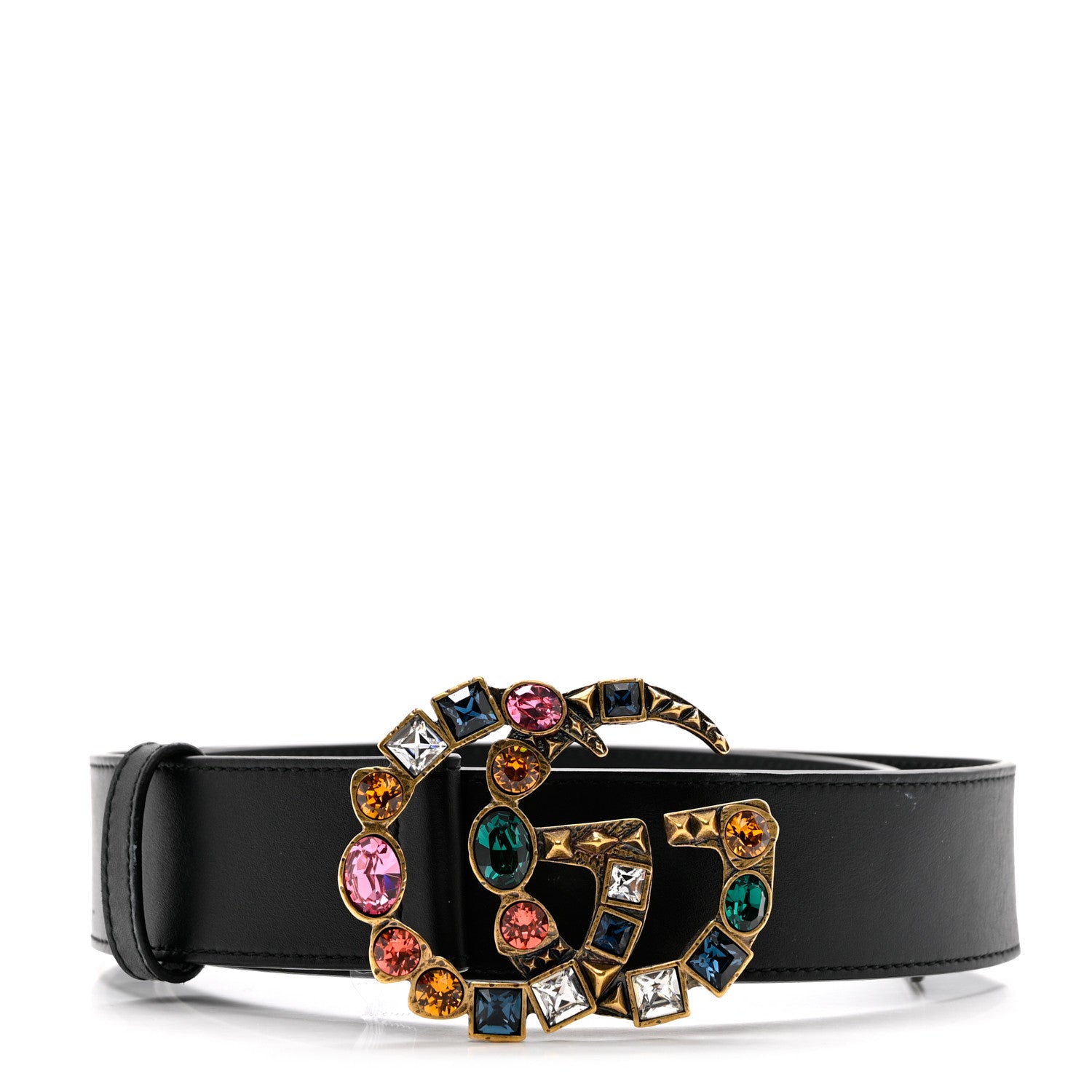 Gucci Calfskin Crystal Double G 40mm Belt 85 34 Black Multicolor 1 of 5