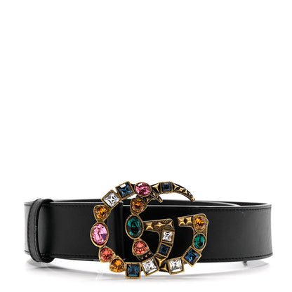 Gucci Calfskin Crystal Double G 40mm Belt 85 34 Black Multicolor 1 of 5