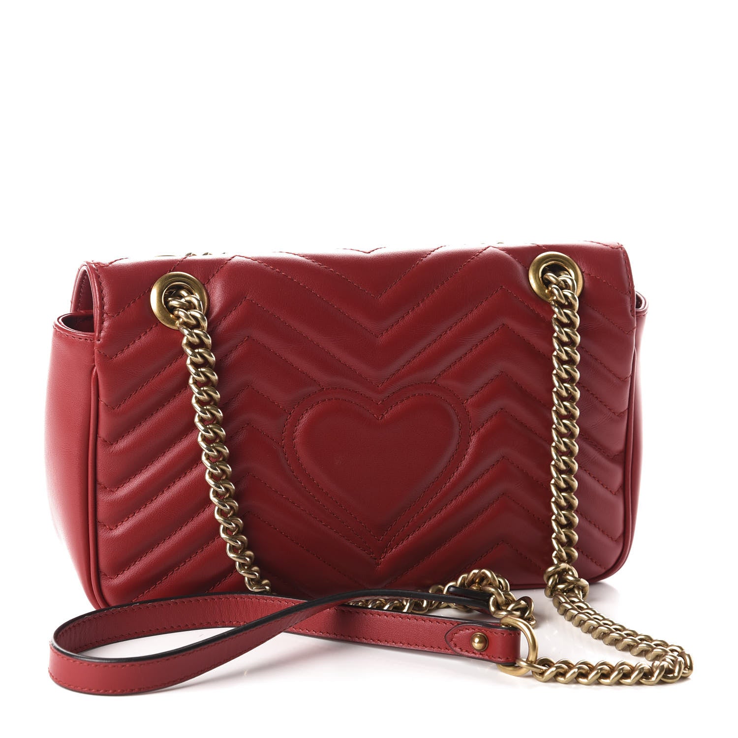 Gucci Calfskin Matelasse Small GG Marmont Shoulder Bag Hibiscus Red 3 of 10