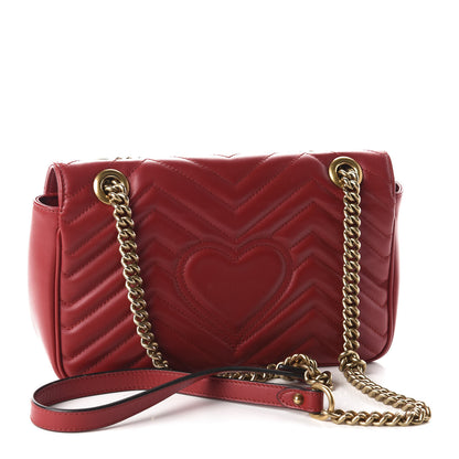 Gucci Calfskin Matelasse Small GG Marmont Shoulder Bag Hibiscus Red 3 of 10