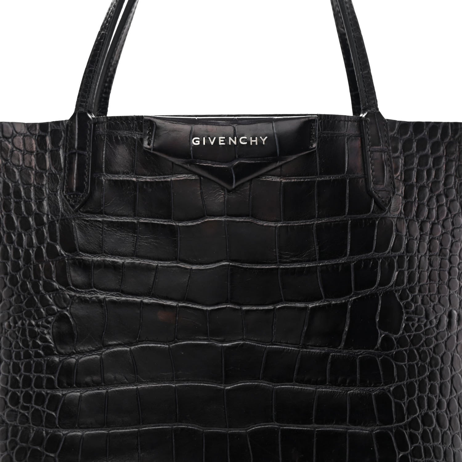 Givenchy Calfskin Crocodile Embossed Medium Antigona Tote Black 9 of 21