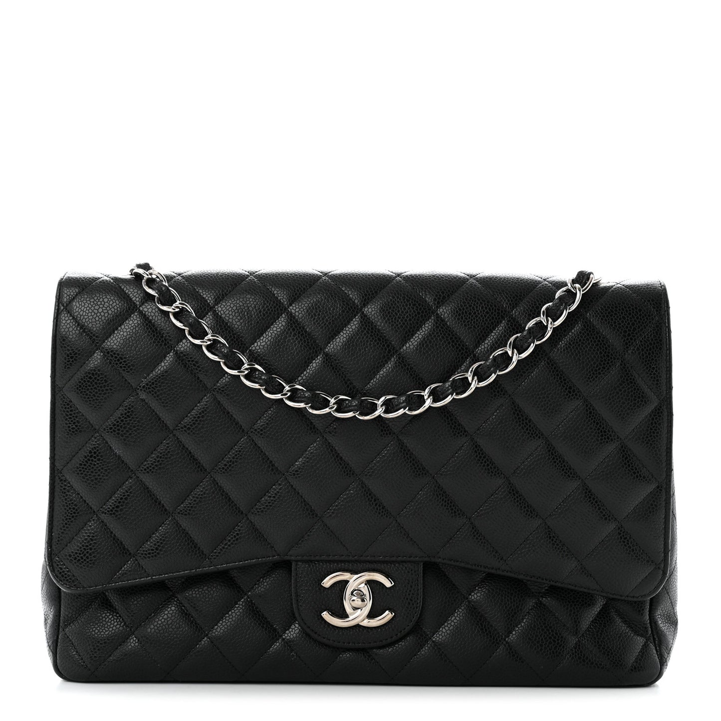 Caviar Quilted Maxi Double Flap Black