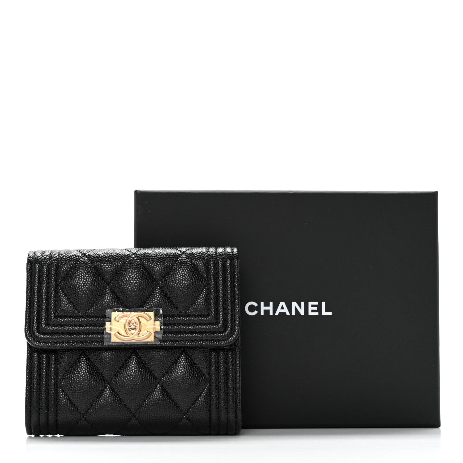 Chanel Caviar Quilted Compact Boy Wallet Black 10 of 10