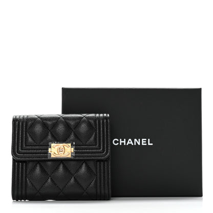 Chanel Caviar Quilted Compact Boy Wallet Black 10 of 10
