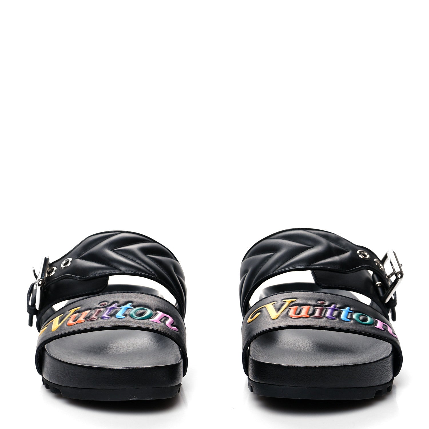 Louis Vuitton Calfskin New Wave Bom Dia Mule Sandals 35 Black 2 of 10