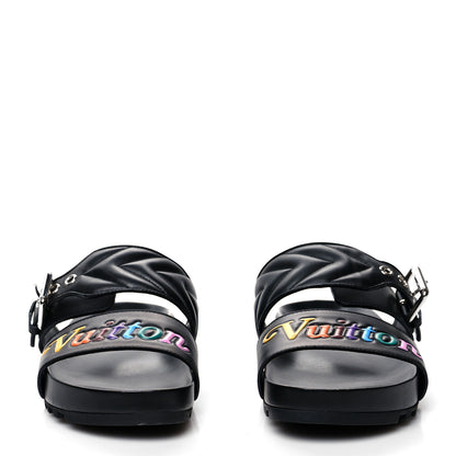 Louis Vuitton Calfskin New Wave Bom Dia Mule Sandals 35 Black 2 of 10