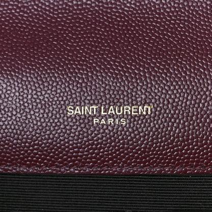 Saint Laurent Grain De Poudre Textured Mixed Matelasse Medium Triquilt Monogram Satchel Rouge Legion 6 of 9