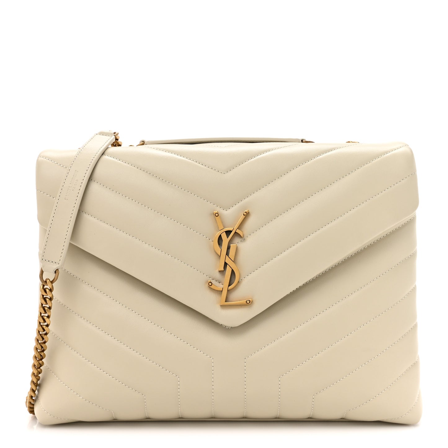 Calfskin Y Quilted Monogram Medium Loulou Chain Satchel Crema Soft