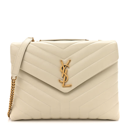 Saint Laurent Calfskin Y Quilted Monogram Medium Loulou Chain Satchel Crema Soft 1 of 10
