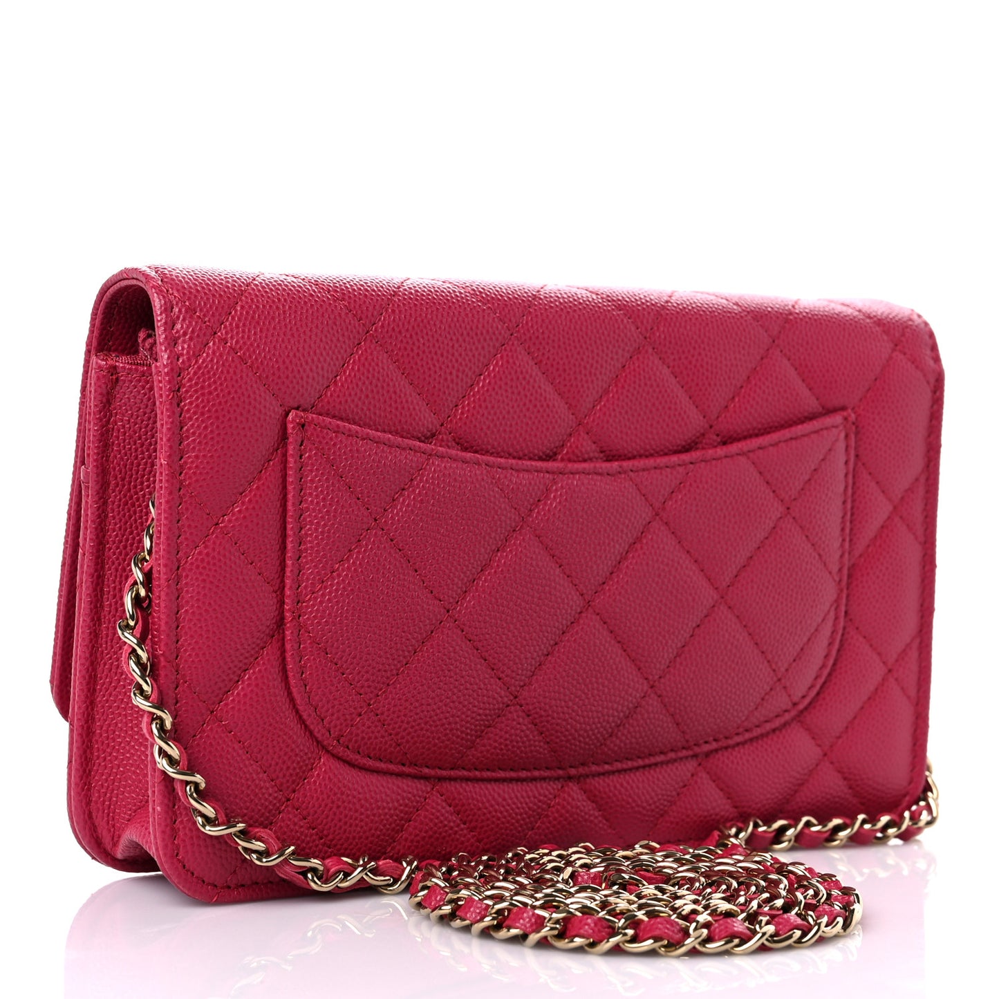 Caviar Quilted Wallet on Chain WOC Dark Pink